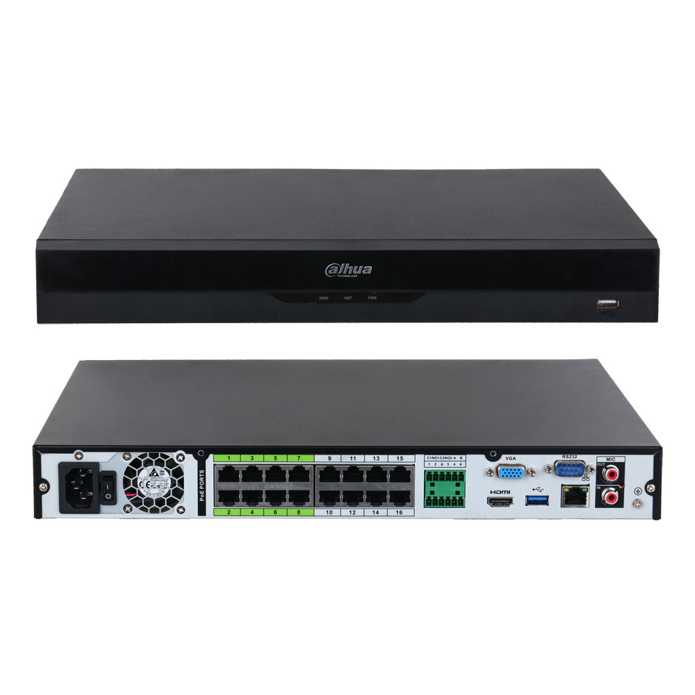 Dahua DHI-NVR5216-16P-EI NVR Grabador de vídeo en red WizSense de 16 canales 1U 16PoE 2HDD